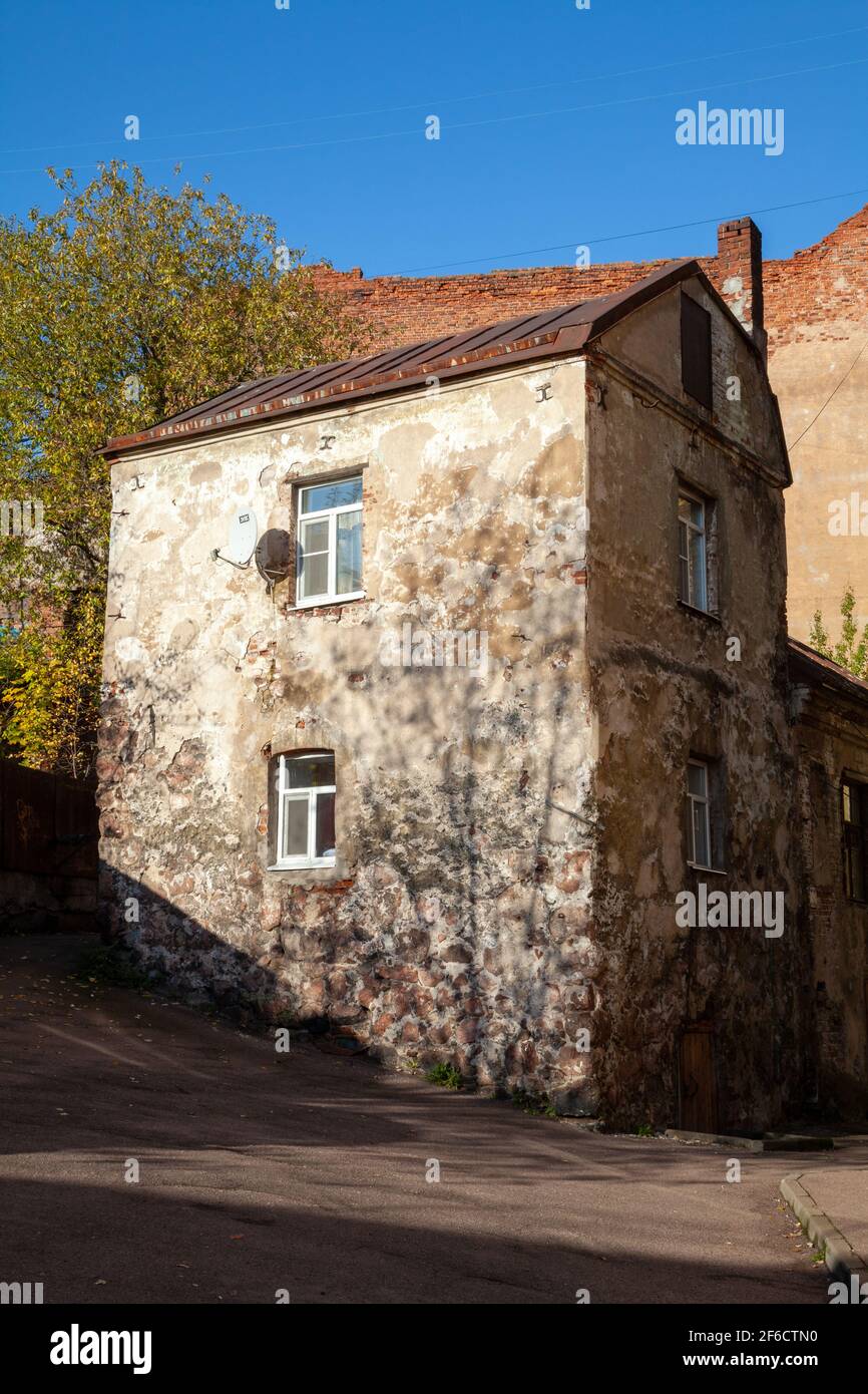 Old stone residential building (Citizen's House) - an old building. Vyborg,  Leningrad Oblast, Russia. Stock Photo