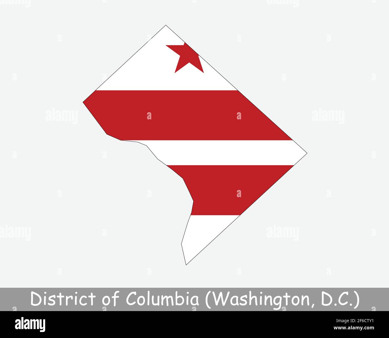 District of Columbia Map Flag. Map of Washington, D.C., USA with flag isolated on white background. United States, America, American, United States of Stock Vector