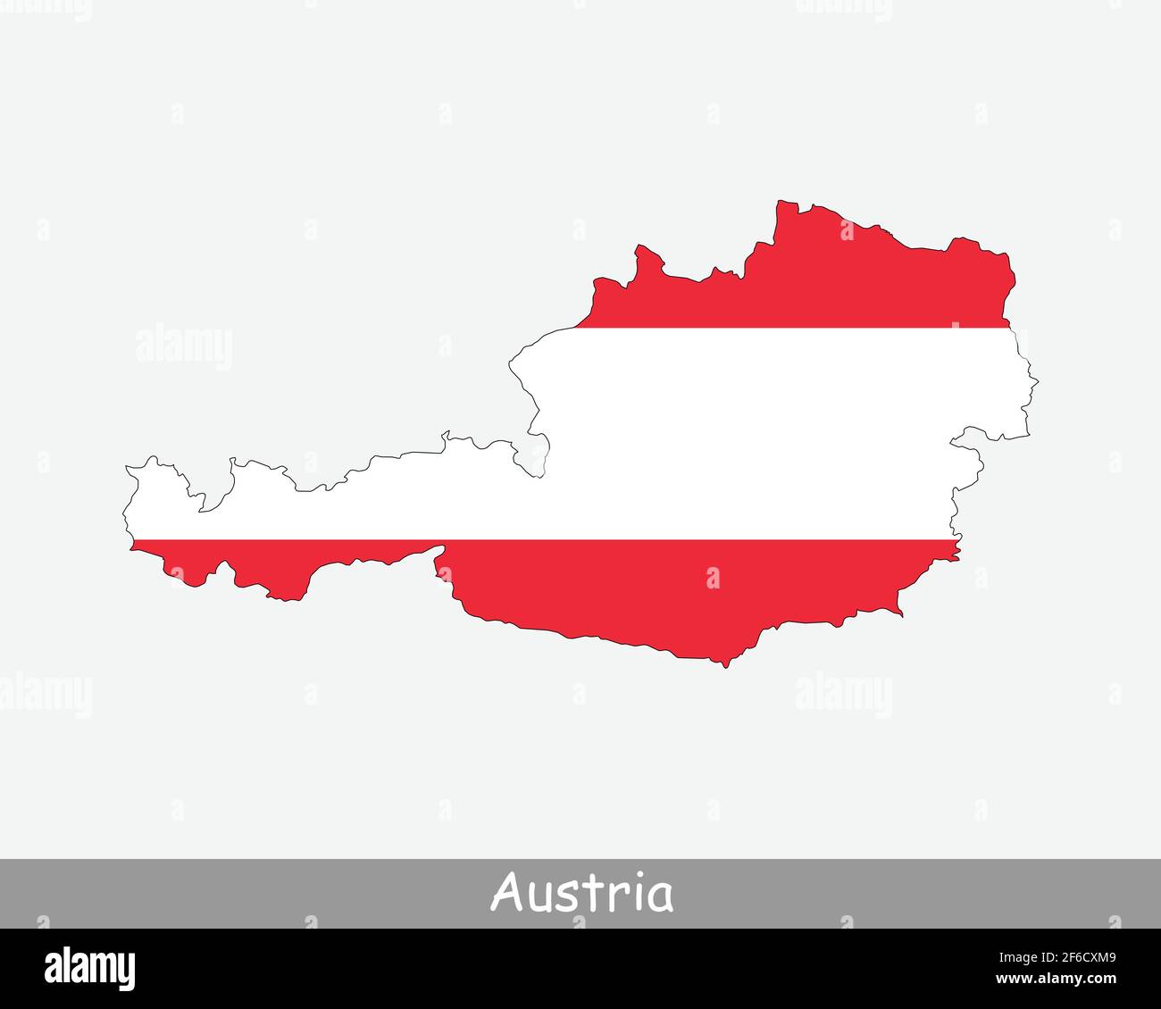 Austrian Map Flag. Map of Austria with the national flag of Austria isolated on white background. Vector illustration. Stock Vector