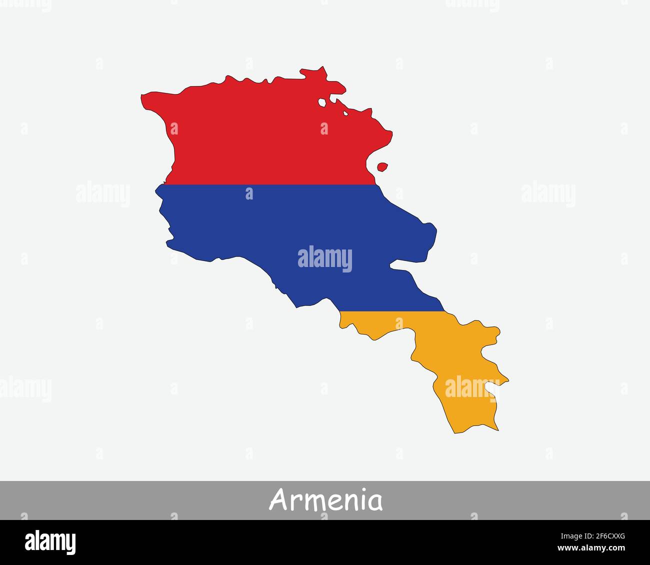 Armenian Map Flag. Map of Armenia with the national flag of Armenia isolated on white background. Vector illustration. Stock Vector