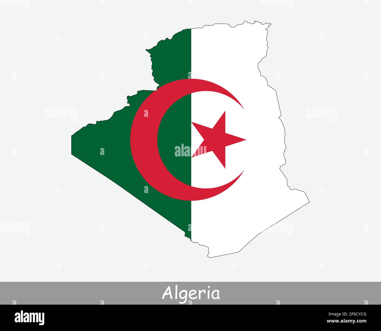 Algerian Map Flag. Map of Algeria with the national flag of Algeria isolated on white background. Vector illustration. Stock Vector
