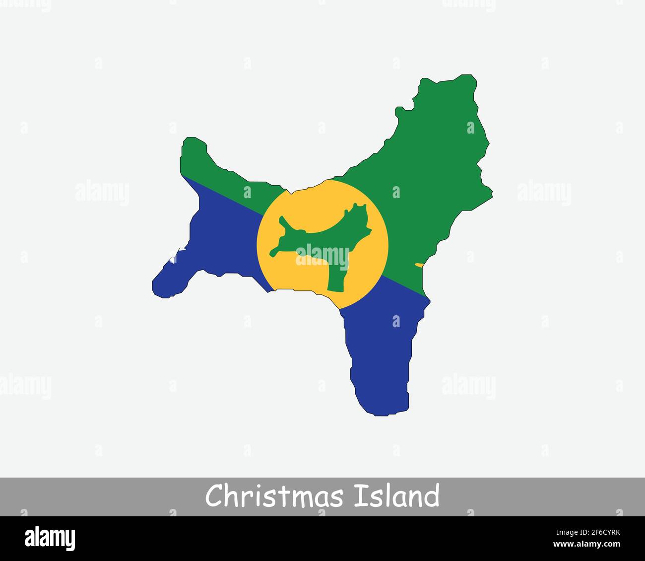 Christmas Island Map Flag. Map of Christmas Island Australia flag isolated on white background. Australian Indian Ocean Territory. External territory Stock Vector