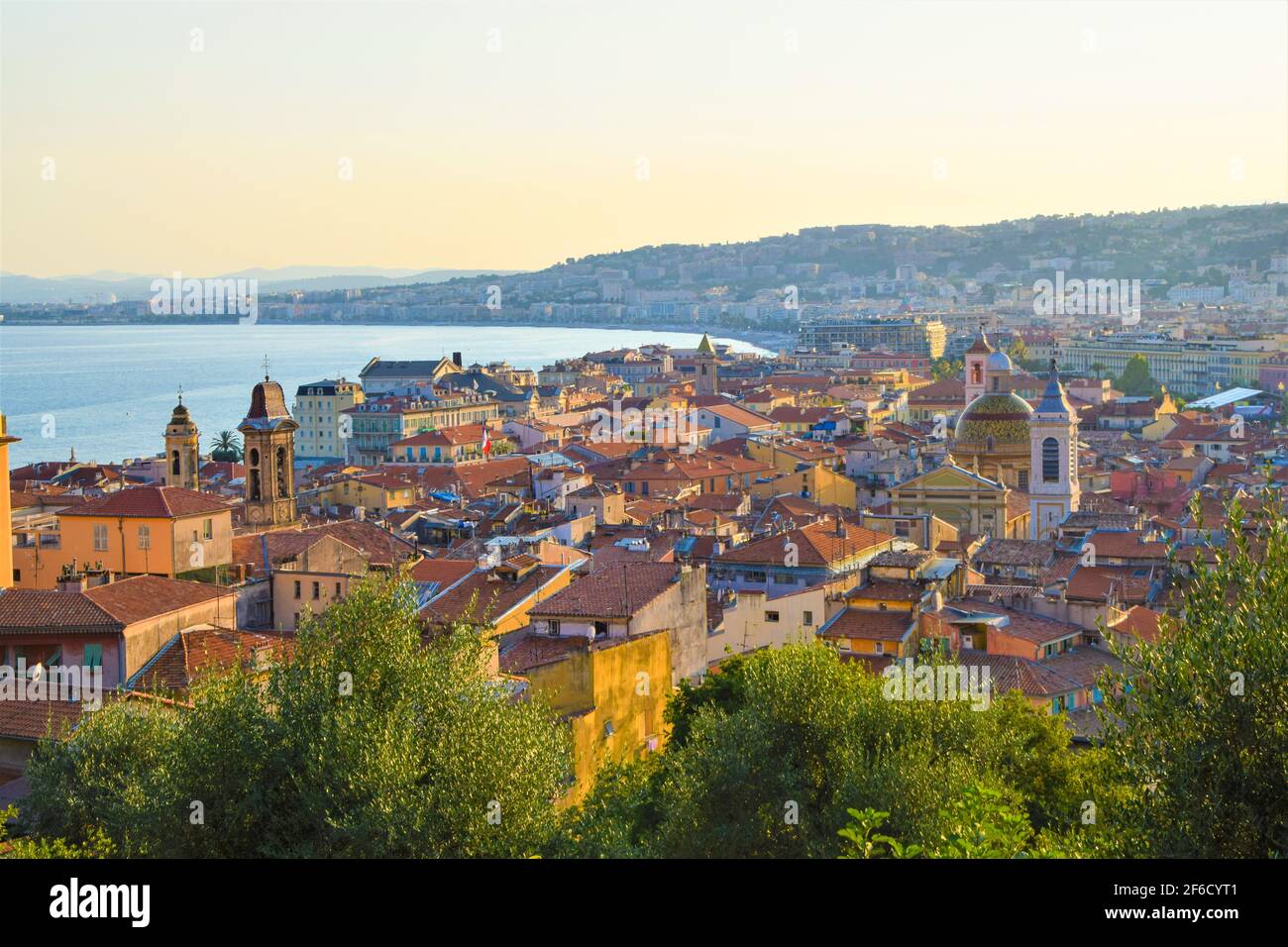 Aerial panoramic view of Nice city, sea and coast, South of France. Stock Photo