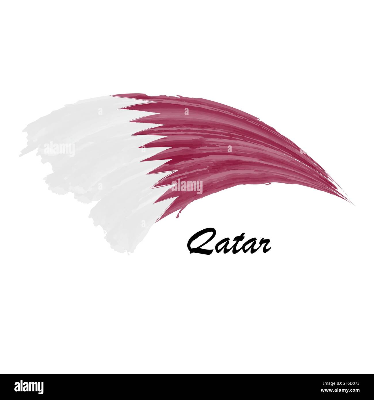 Watercolor painting flag of Qatar. Hand drawing brush stroke ...
