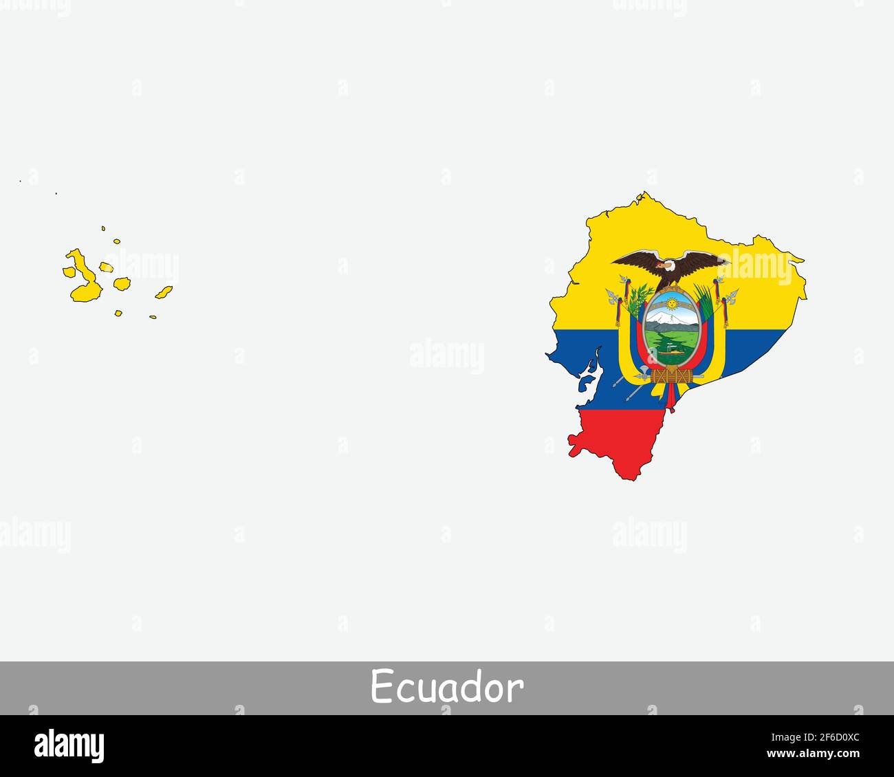 Ecuador Map Flag. Map of Ecuador with the Ecuadorian national flag isolated on white background. Vector Illustration. Stock Vector