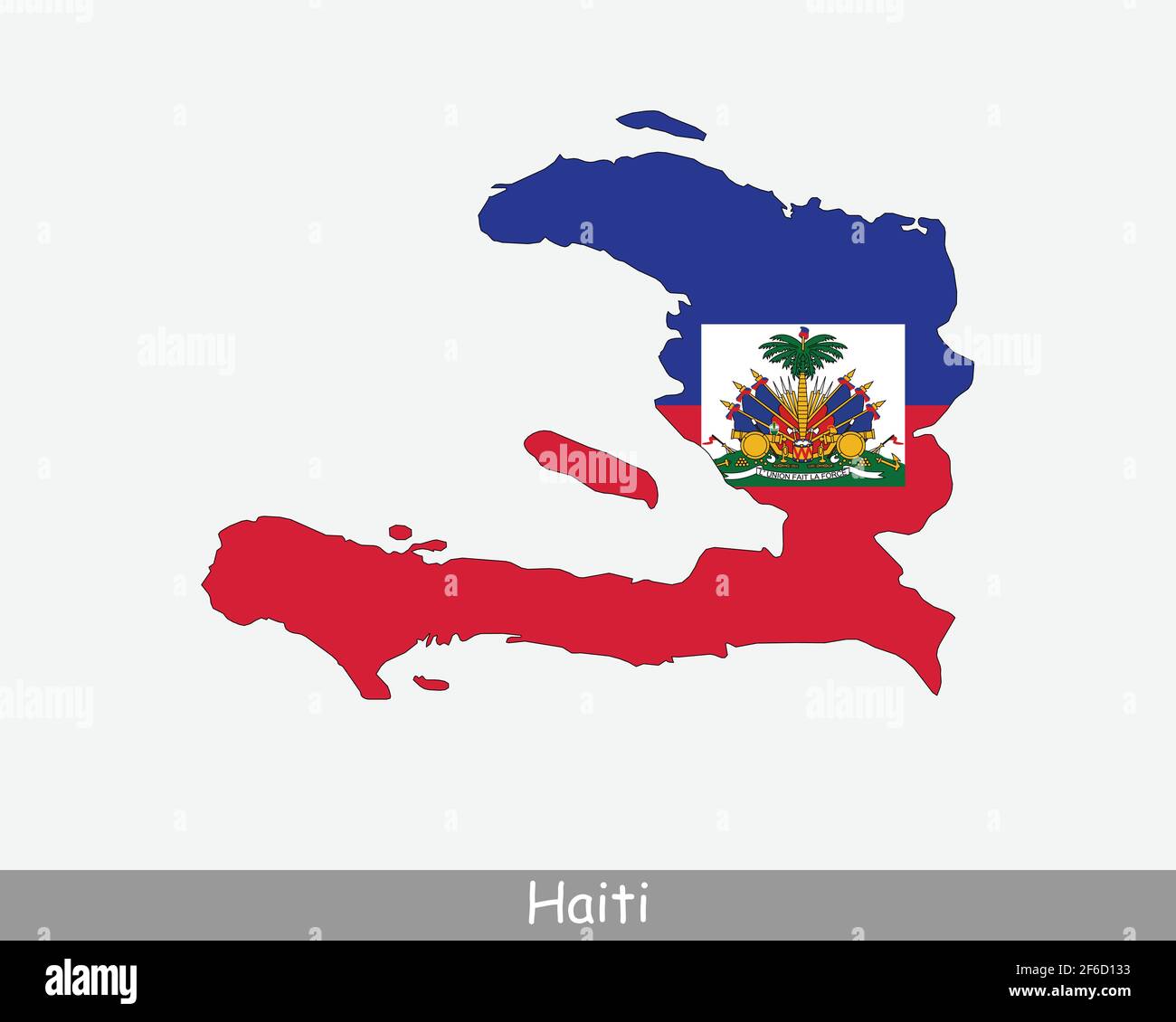 Haiti Map Flag. Map of the Republic of Haiti with the Haitian national flag isolated on white background. Vector Illustration. Stock Vector