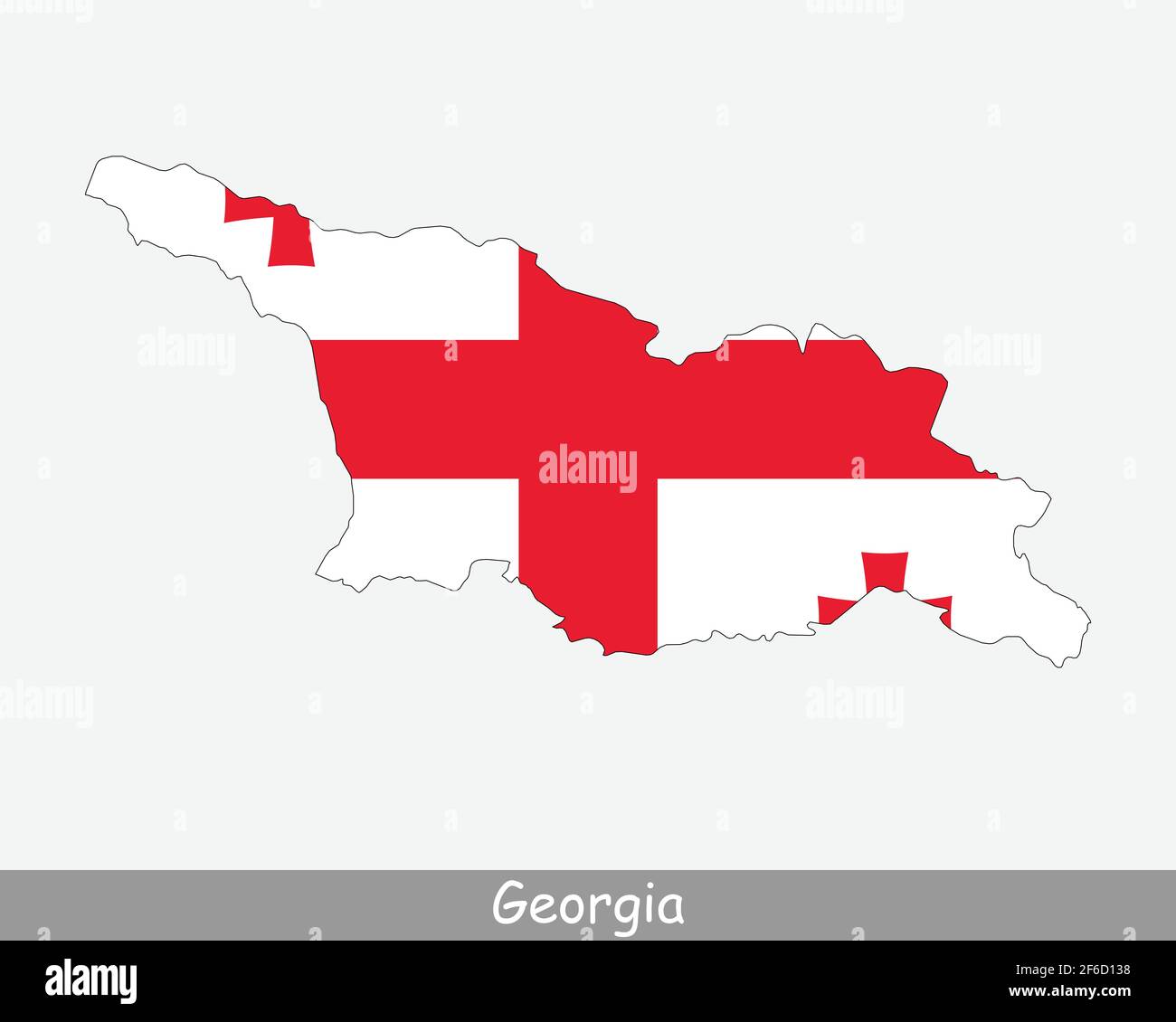 Georgia Map Flag. Map of Georgia with the Georgian national flag isolated on white background. Vector Illustration. Stock Vector
