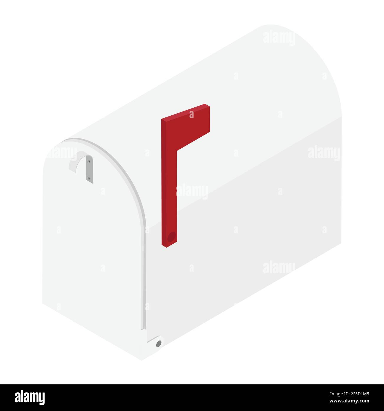 Mailbox closed with raised flag isometric view isolated on white background Stock Vector Image