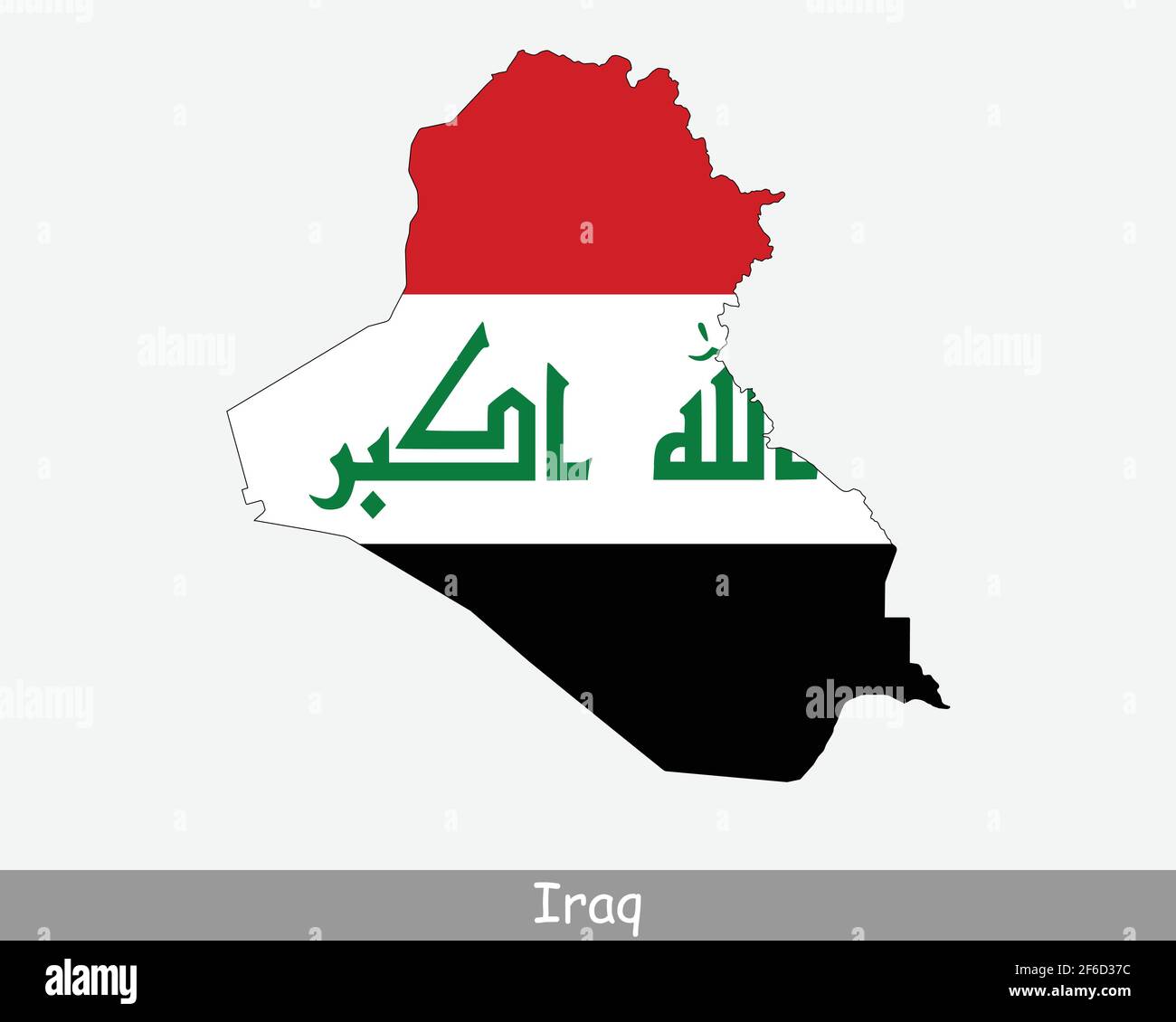 Iraq Map Flag. Map of the Republic of Iraq with the Iraqi national flag isolated on white background. Vector Illustration. Stock Vector