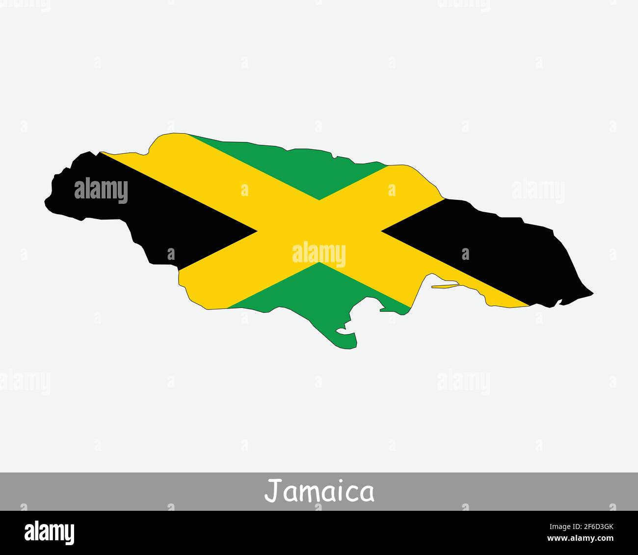 Jamaica Map Flag. Map of Jamaica with the Jamaican national flag isolated on white background. Vector Illustration. Stock Vector
