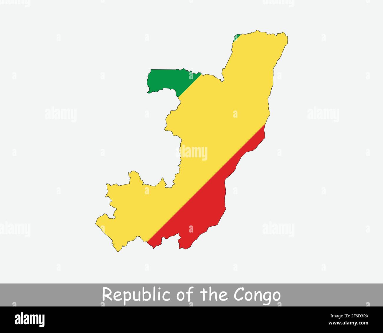 Republic of the Congo Flag Map. Map of Congo-Brazzaville with the