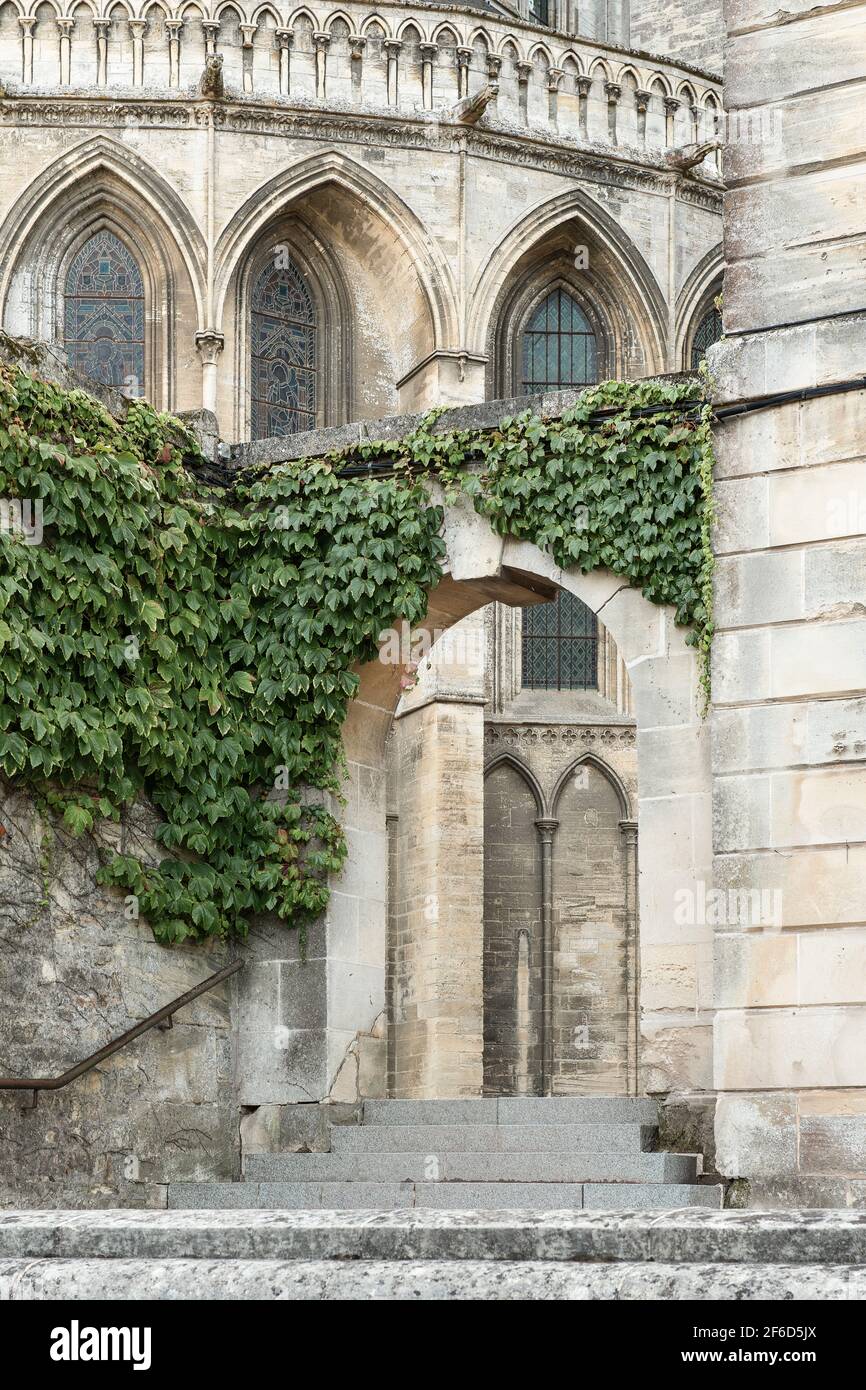 Arches and windows, of the Notre Dame cathedral in Bayeux Stock Photo
