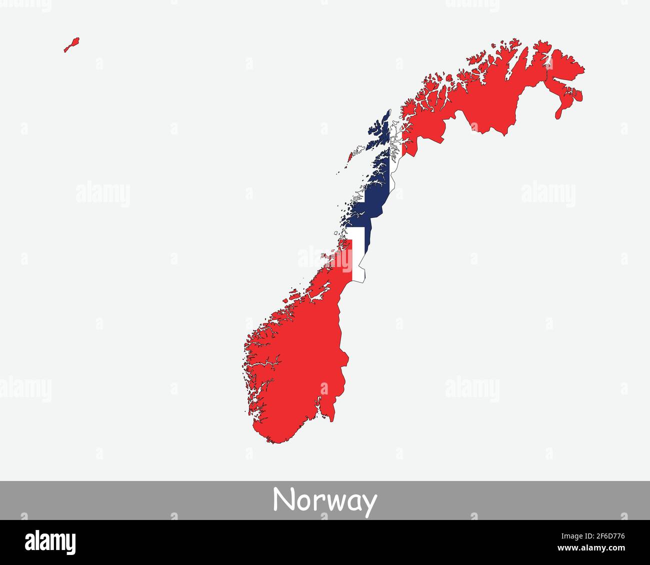 Norway Flag Map. Map of the Kingdom of Norway with the Norwegian national flag isolated on white background. Vector Illustration. Stock Vector