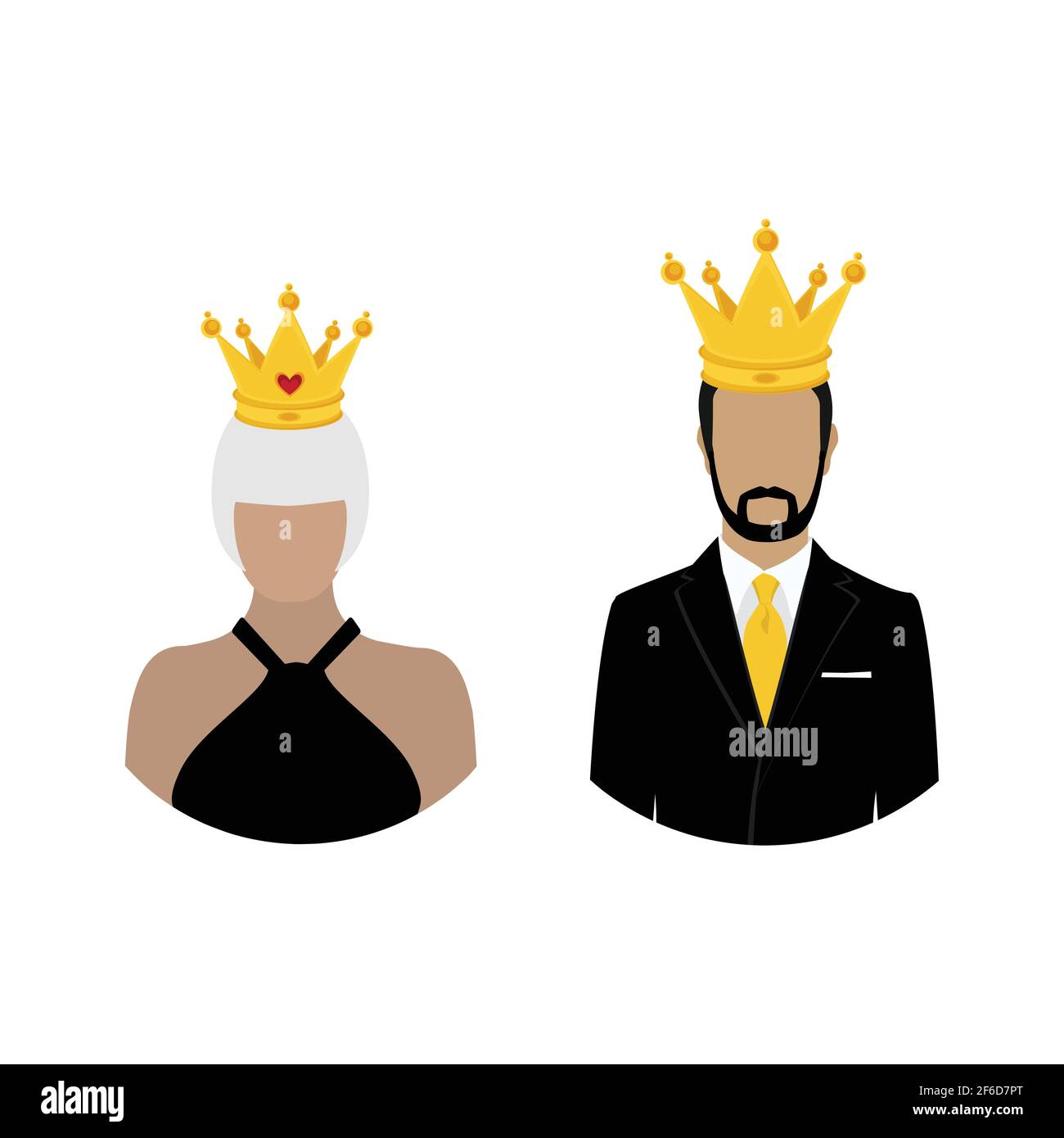 Royal family queen and king in crown. Monarch. Famous people. Vector