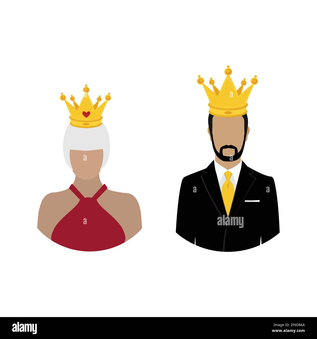 Royal family queen and king in crown. Monarch. Famous people. Vector Stock Vector