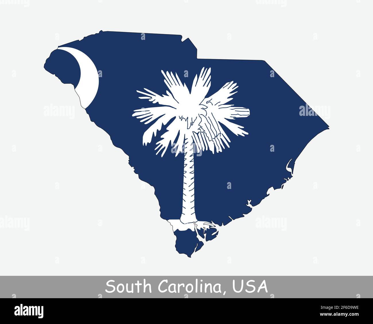 South Carolina Map Flag. Map of SC, USA with the state flag isolated on a white background. United States, America, American, United States of America Stock Vector