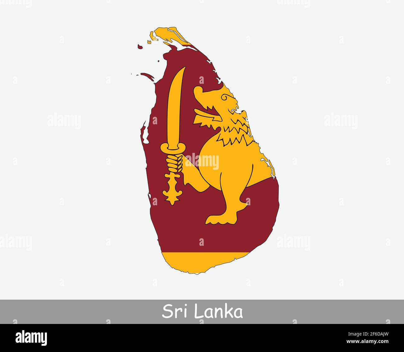 Sri Lanka Flag Map. Map of the Democratic Socialist Republic of Sri Lanka with the Sri Lankan national flag isolated on a white background. Vector Ill Stock Vector