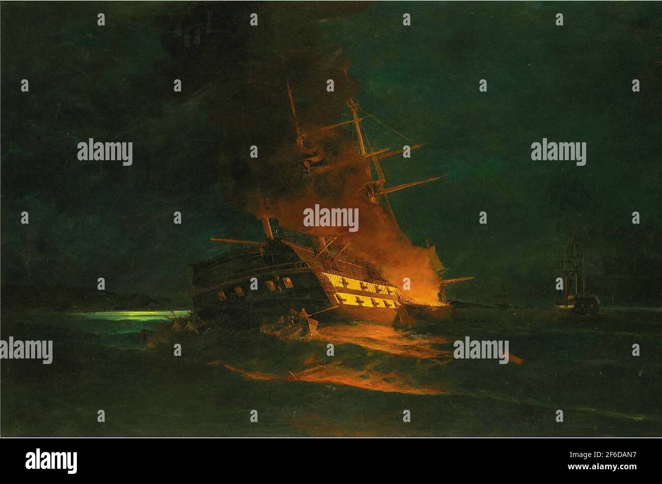 Konstantinos Volanakis - Burning Turkish Frigate 1 Stock Photo - Alamy