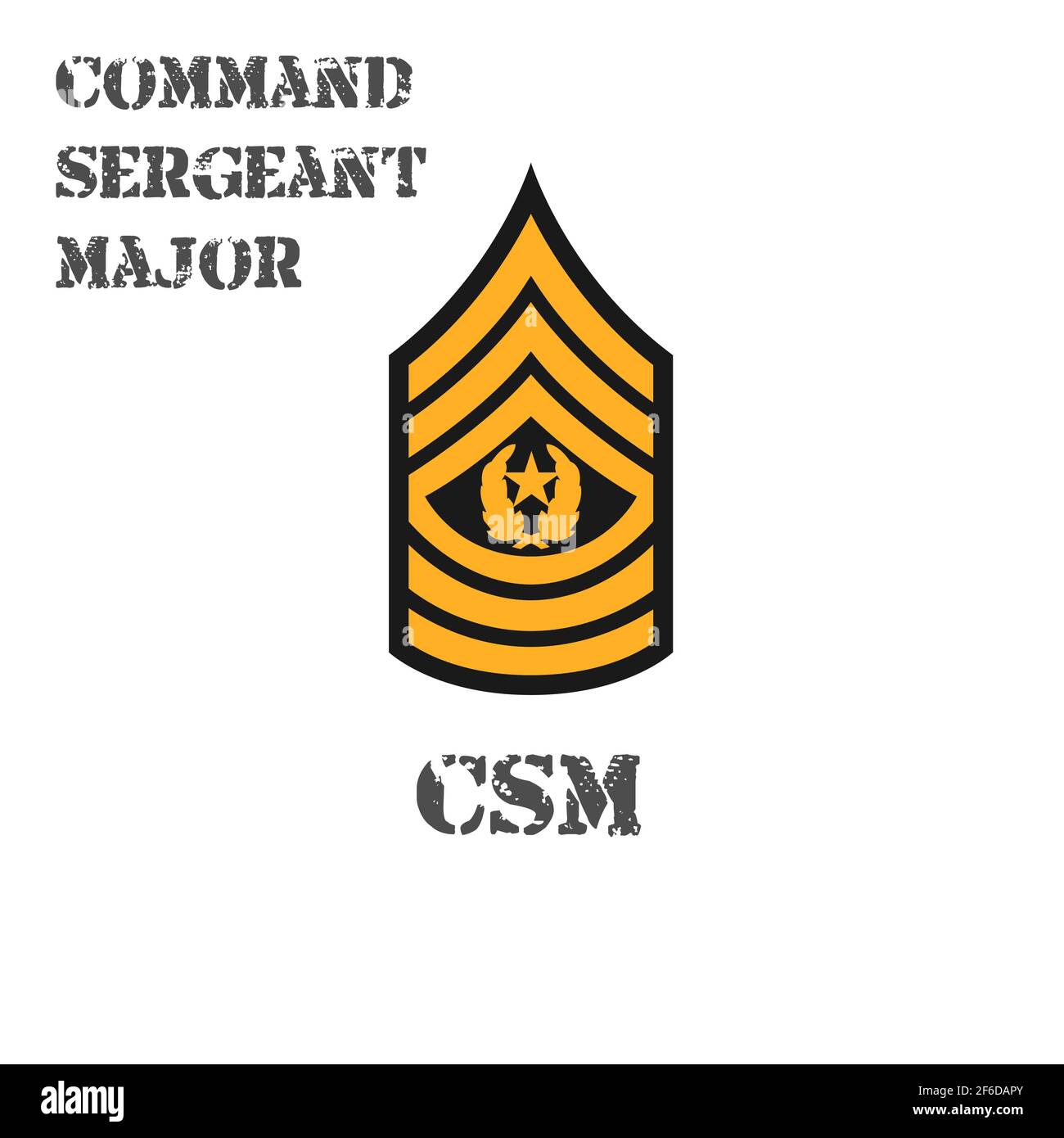 Realistic vector icon of the chevron of the command sergeant major of the US Army. Description and abbreviated name. Stock Vector