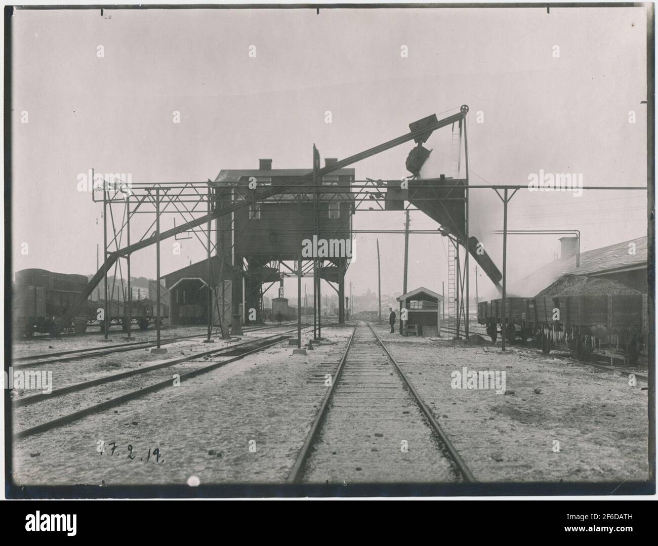 The carbon tower, waterhorse and slags at Hagalund's locomotive. Stock Photo