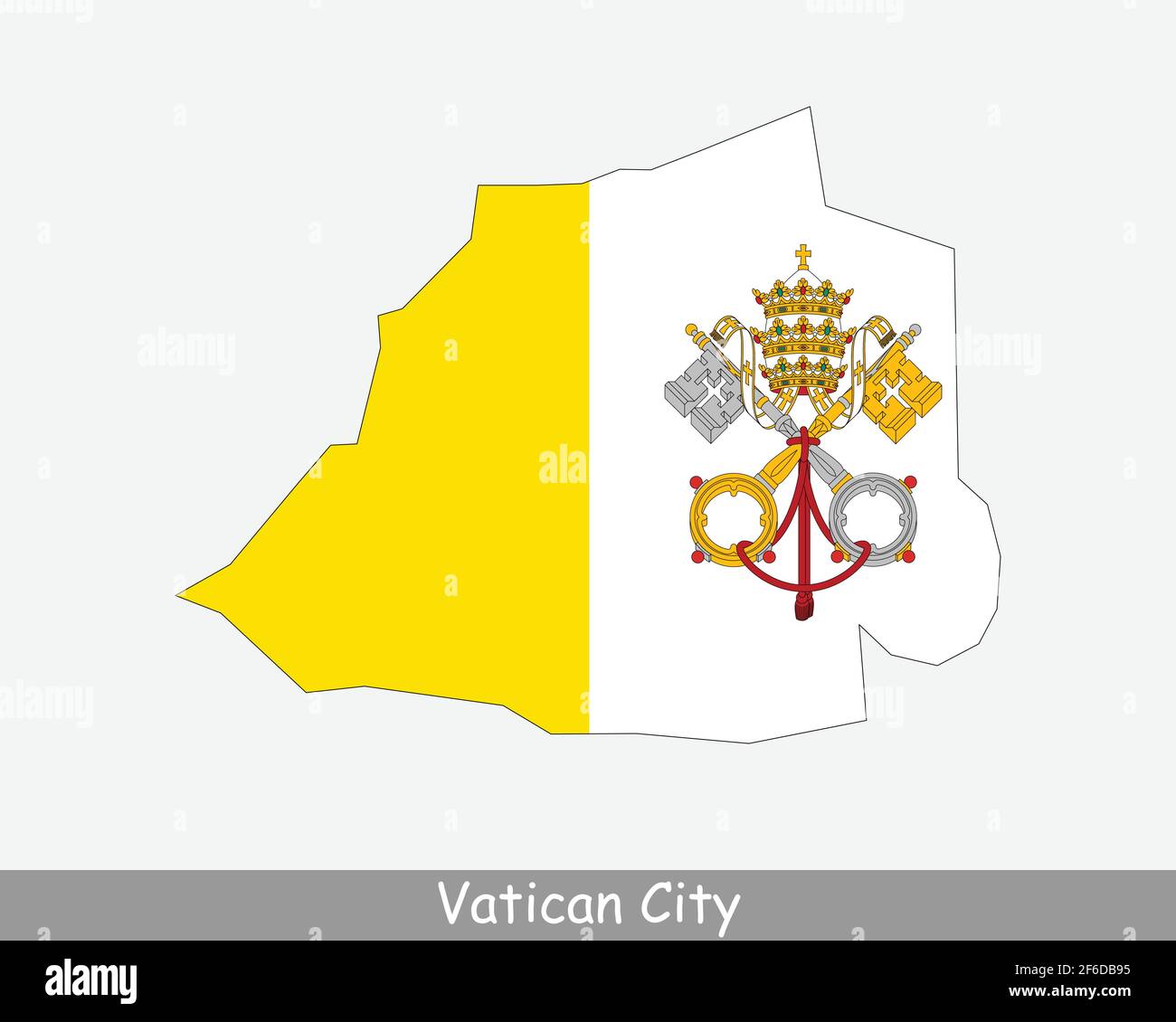 Vatican City Flag Map. Map of the Vatican City State with national flag isolated on a white background. Vector Illustration. Stock Vector