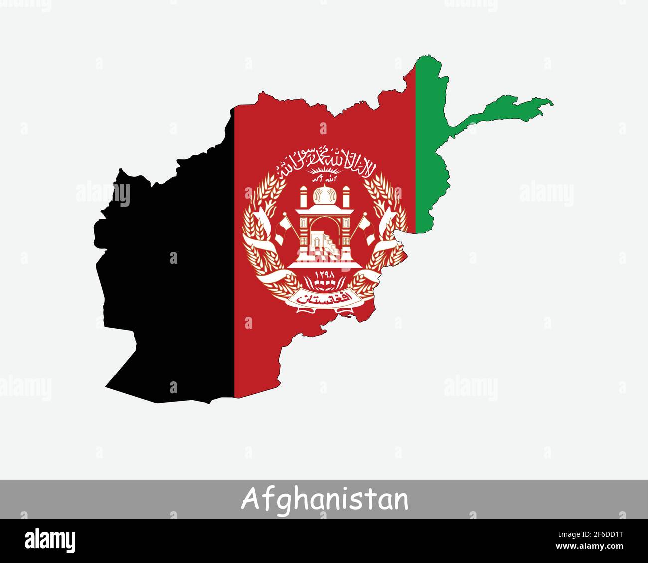 Afghanistan Map Flag. Map of Afghanistan with the national flag of Afghanistan isolated on white background. Vector illustration. Stock Vector