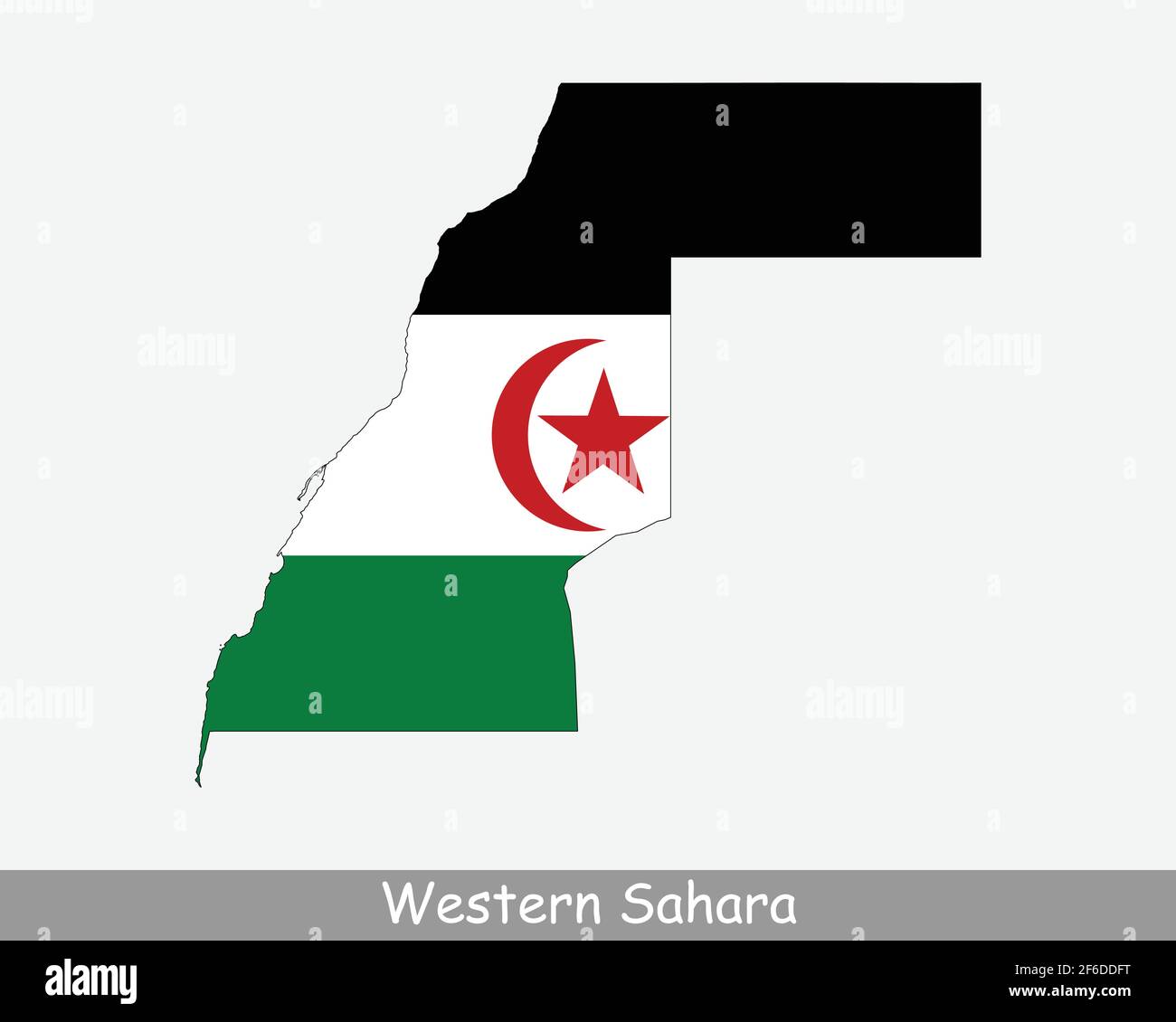 Western Sahara Flag Map. Map of Western Sahara with national flag isolated on a white background. Vector Illustration. Stock Vector