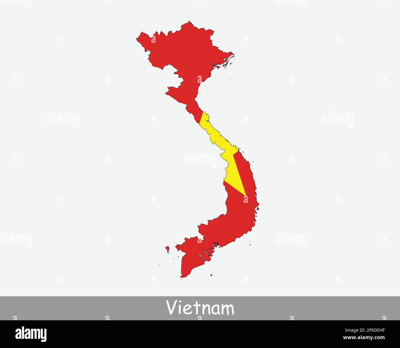 Vietnam Flag Map. Map of the Socialist Republic of Vietnam with the Vietnamese national flag isolated on a white background. Vector Illustration Stock Vector