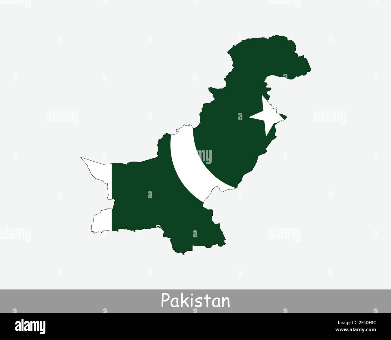 Pakistan Flag Map. Map of the Islamic Republic of Pakistan with the Pakistani national flag isolated on a white background. Vector Illustration. Stock Vector