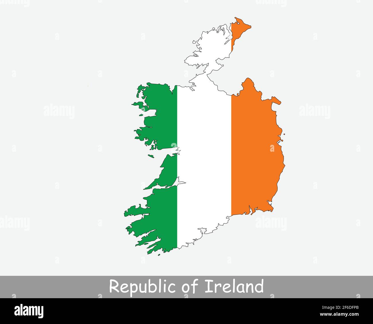 Republic of Ireland Flag Map. Map of the Republic of Ireland with the Irish national flag isolated on a white background. Vector Illustration. Stock Vector