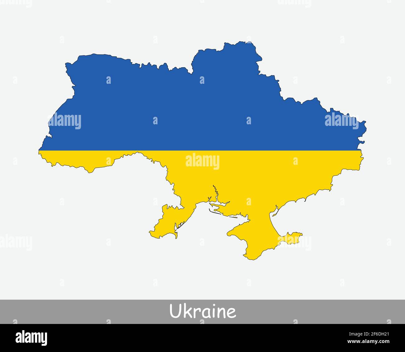 Ukraine Flag Map. Map of Ukraine with the Ukrainian national flag isolated on a white background. Vector Illustration. Stock Vector