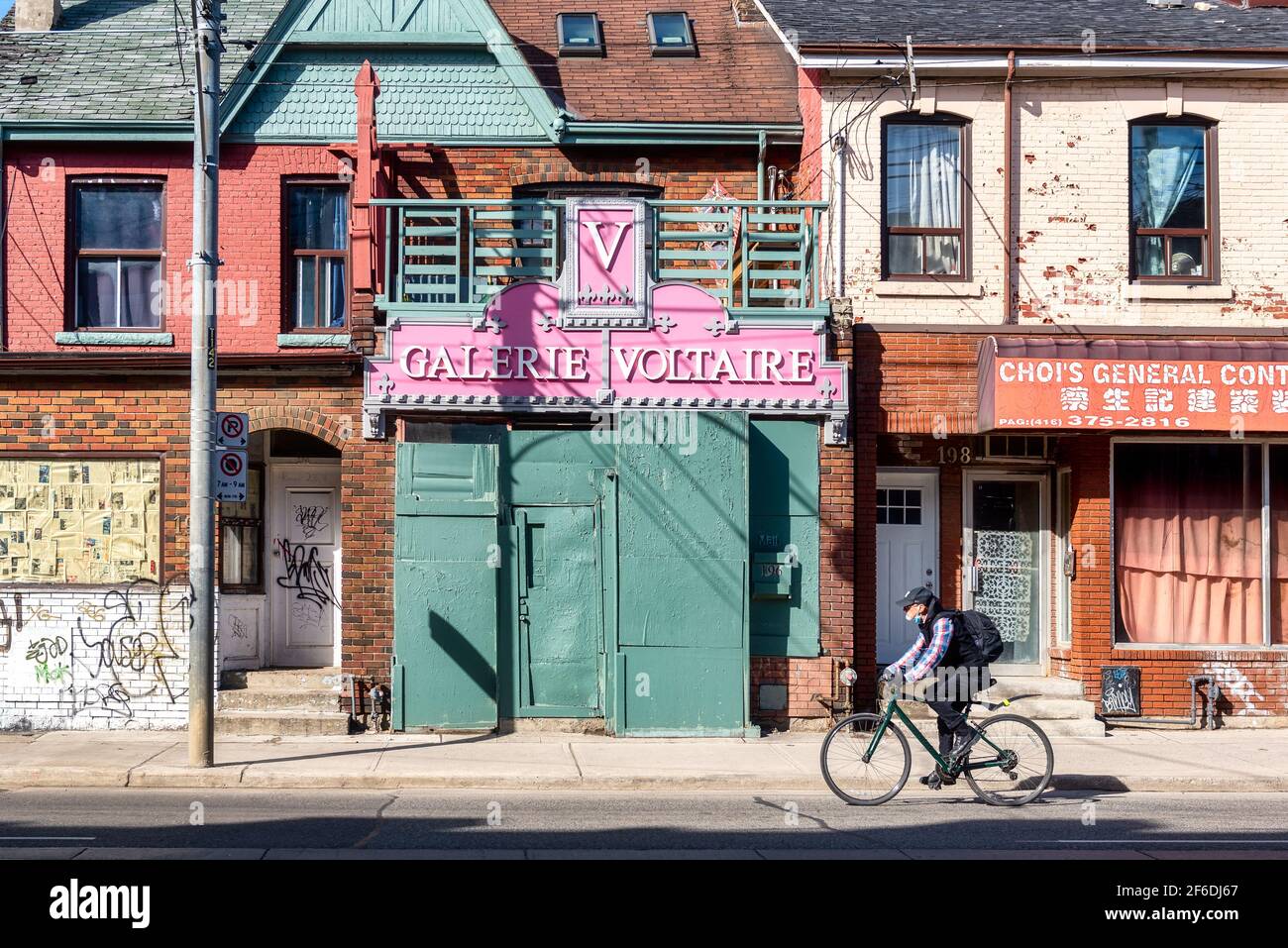 Gallery Voltaire on a vintage house with purple and green colors in Bathurst Street Stock Photo