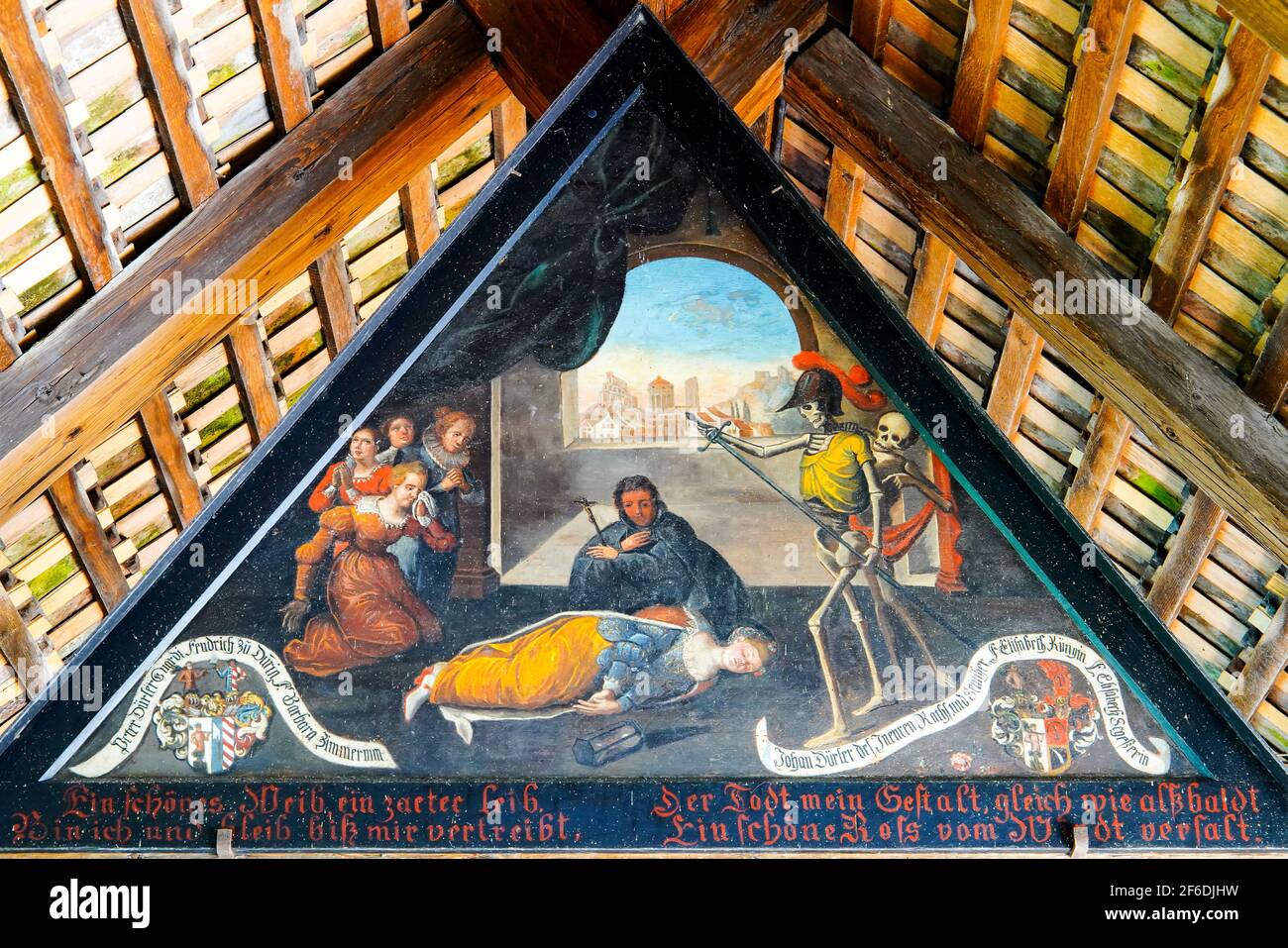 Paintings in Spreuer Bridge, Spreuerbrücke at Kasernenplatz in