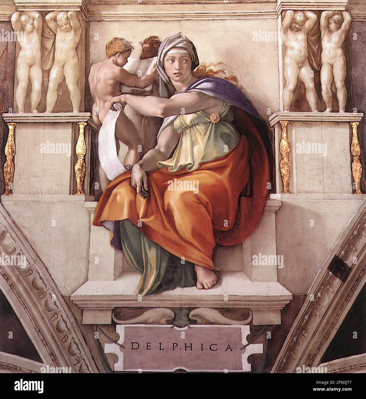 Michelangelo - Sistine Chapel Ceiling Delphic Sibyl 1509 Stock Photo