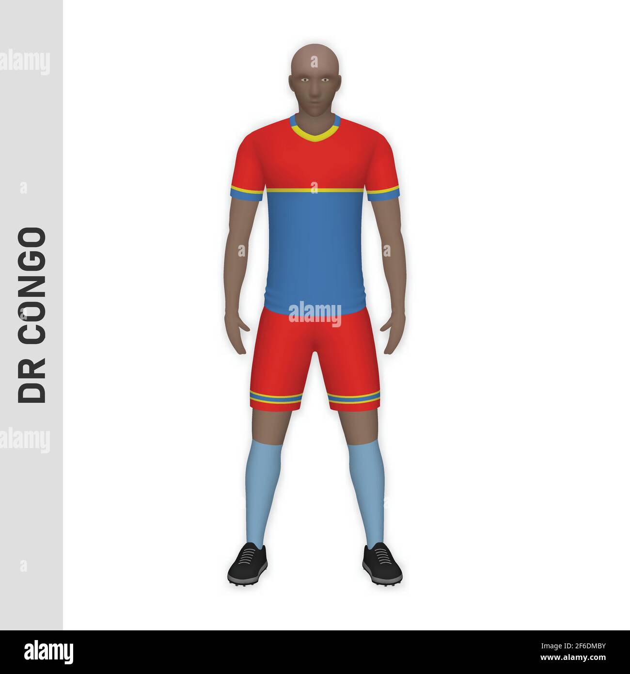 3D realistic soccer player mockup. DR Congo Football Team Kit template  design Stock Vector Image & Art - Alamy