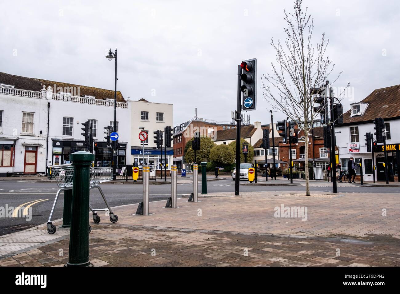 Epsom Surrey London UK, March 31 2021, Road Junction Wiuth Traffic