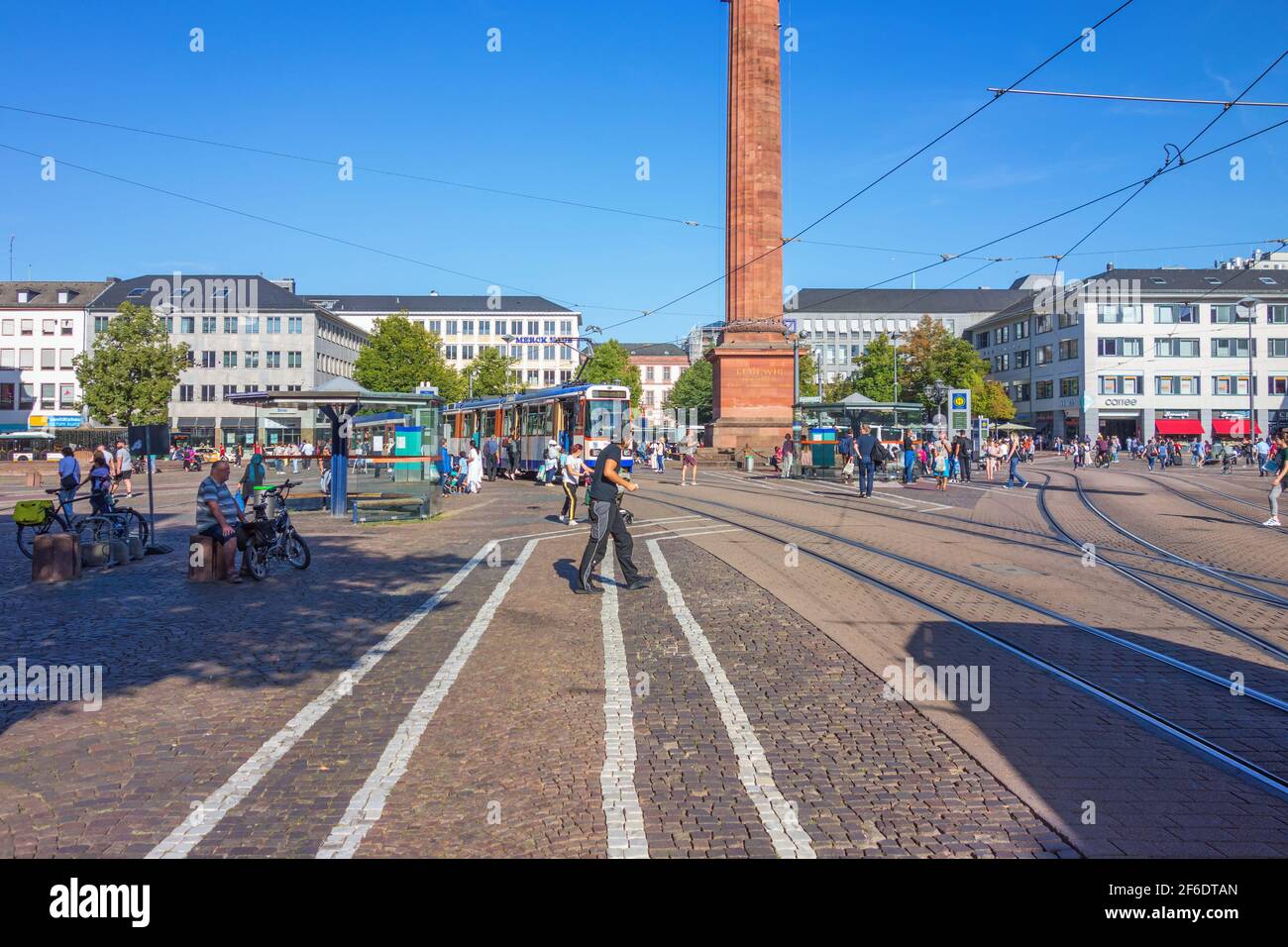People walking at Luisenplatz square in Darmstadt, Germany Stock Photo