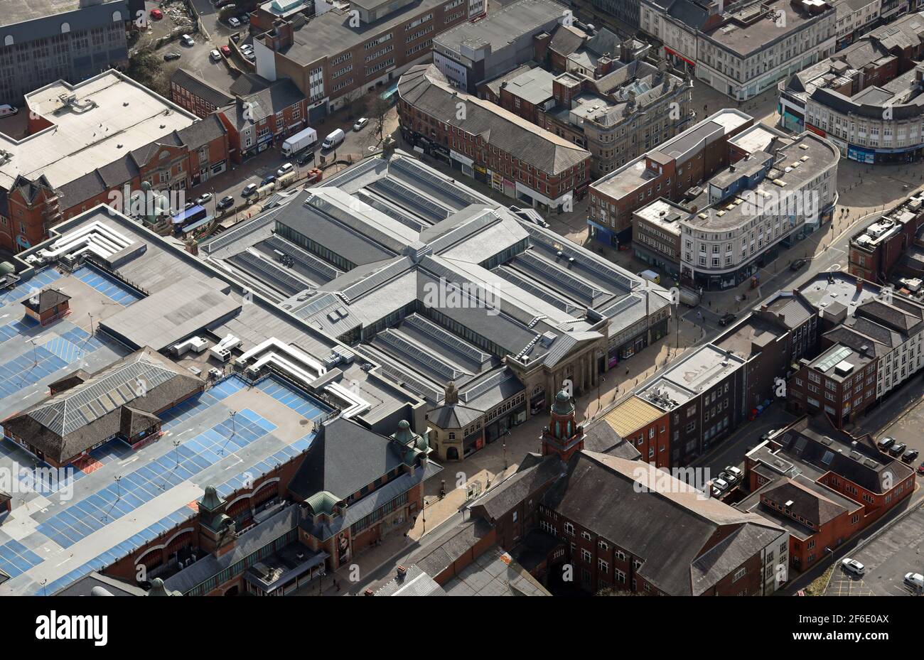 aerial view of Bolton Market Place Shopping Centre, Greater Manchester Stock Photo