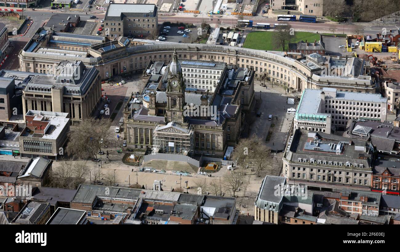 aerial view of Bolton Town Hall Stock Photo