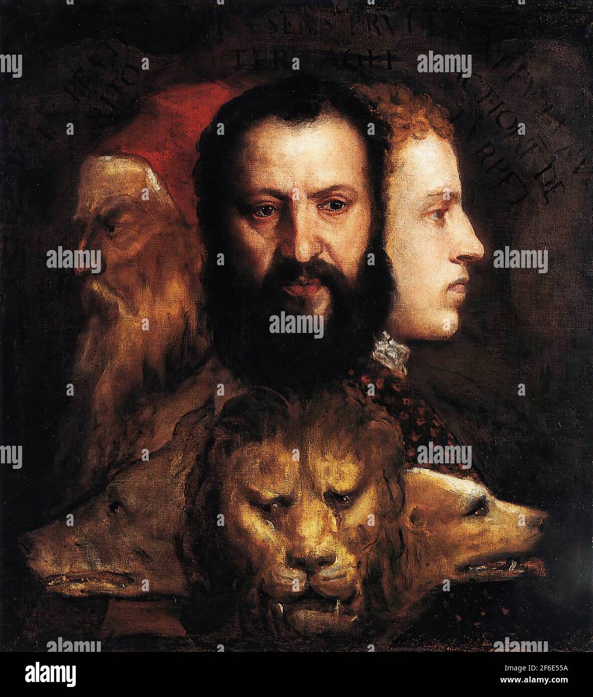 Tiziano Vecelli or Vecellio a.k.a Titian - Allegory Time Governed Prudence C 1565 Stock Photo