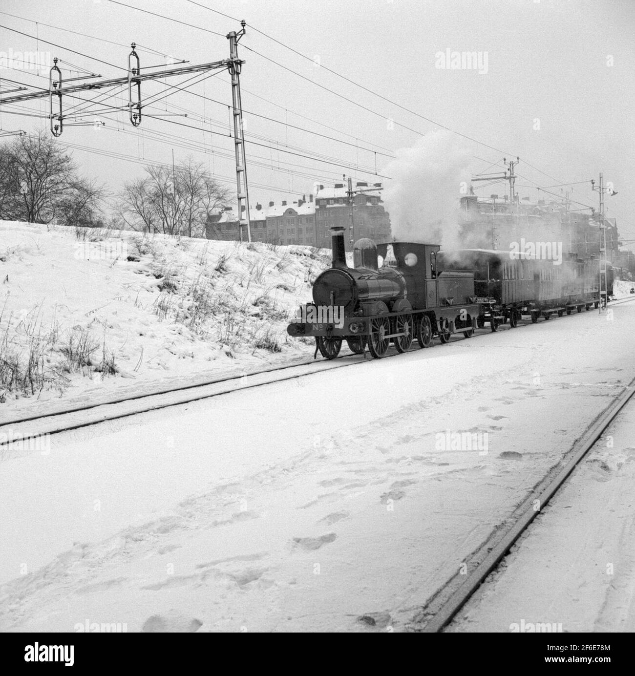 State Railways SJ 1856-1956. 100th anniversary.The train with old ...