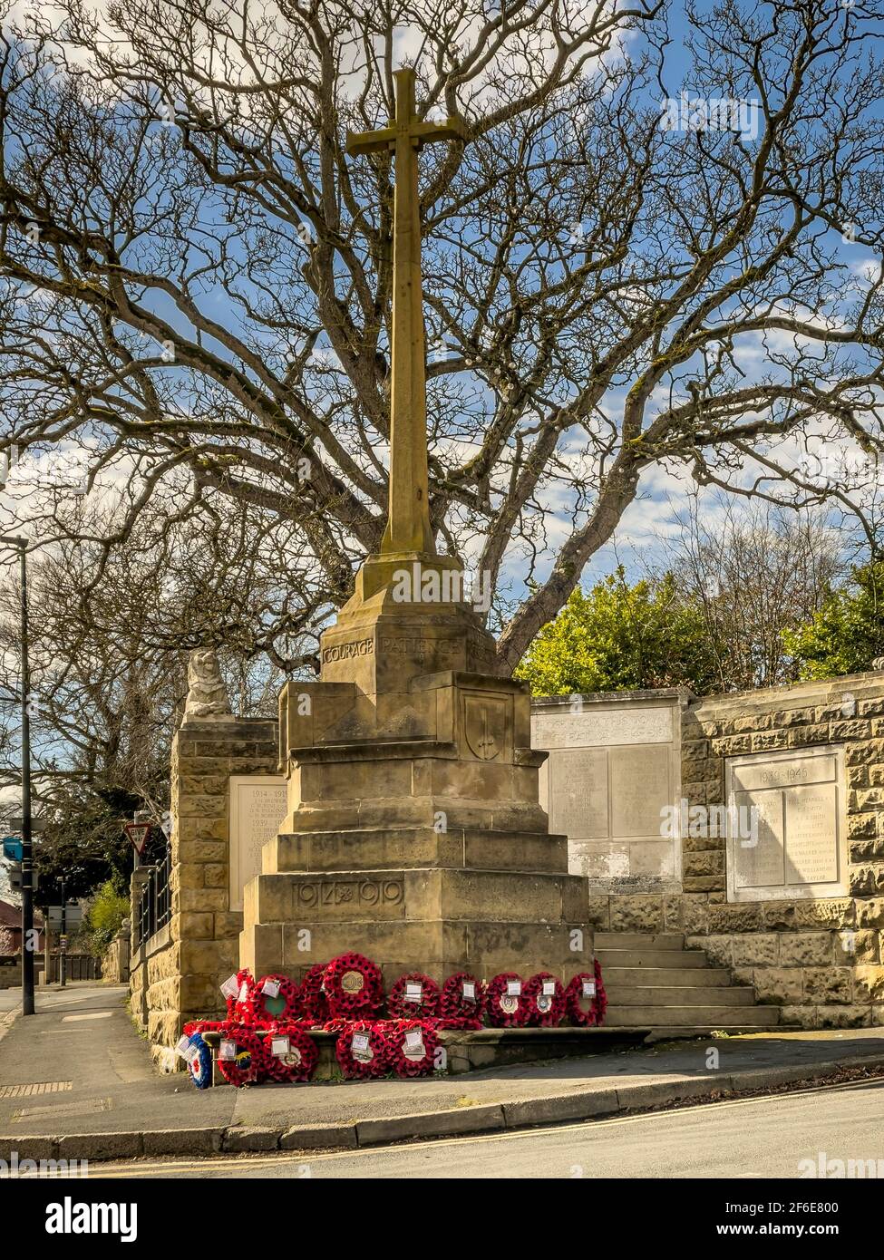 Malton War Memorial on Horsemarket Road, Malton, North Yorkshire, UK. Stock Photo