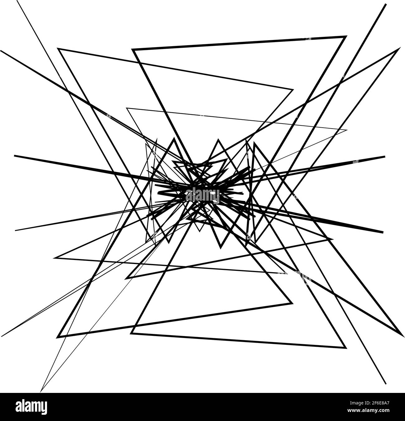 Abstract edgy, geometric line art. Angular random, chaotic lines. Spiky. tapered chaotic art. Irregular artistic element Stock Vector