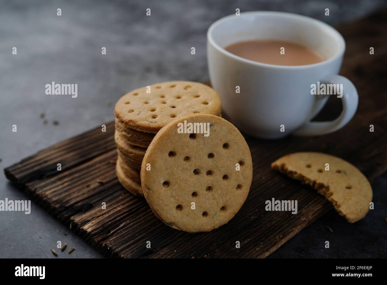 Homemade Indian Atta biscuits Whole wheat Cumin cookies served with