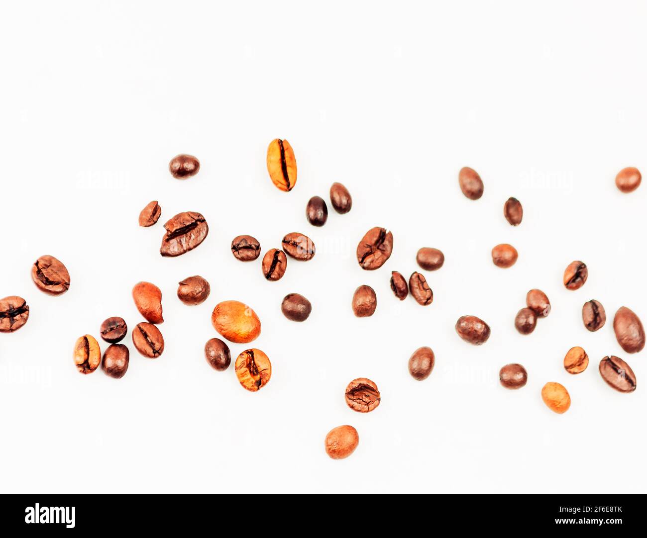 Falling coffee beans isolated on white background, clipping path, full ...