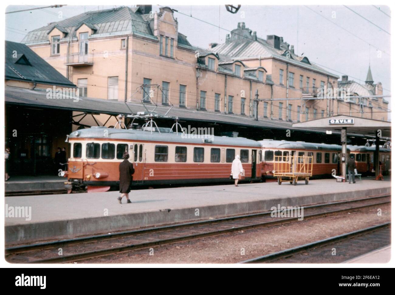 Railus in Gävle C. The state railways, SJ X16 975. Stock Photo