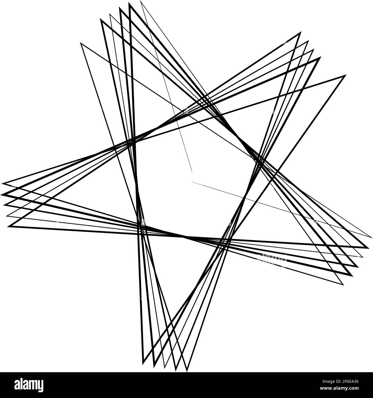 Abstract edgy, geometric line art. Angular random, chaotic lines. Spiky. tapered chaotic art. Irregular artistic element Stock Vector