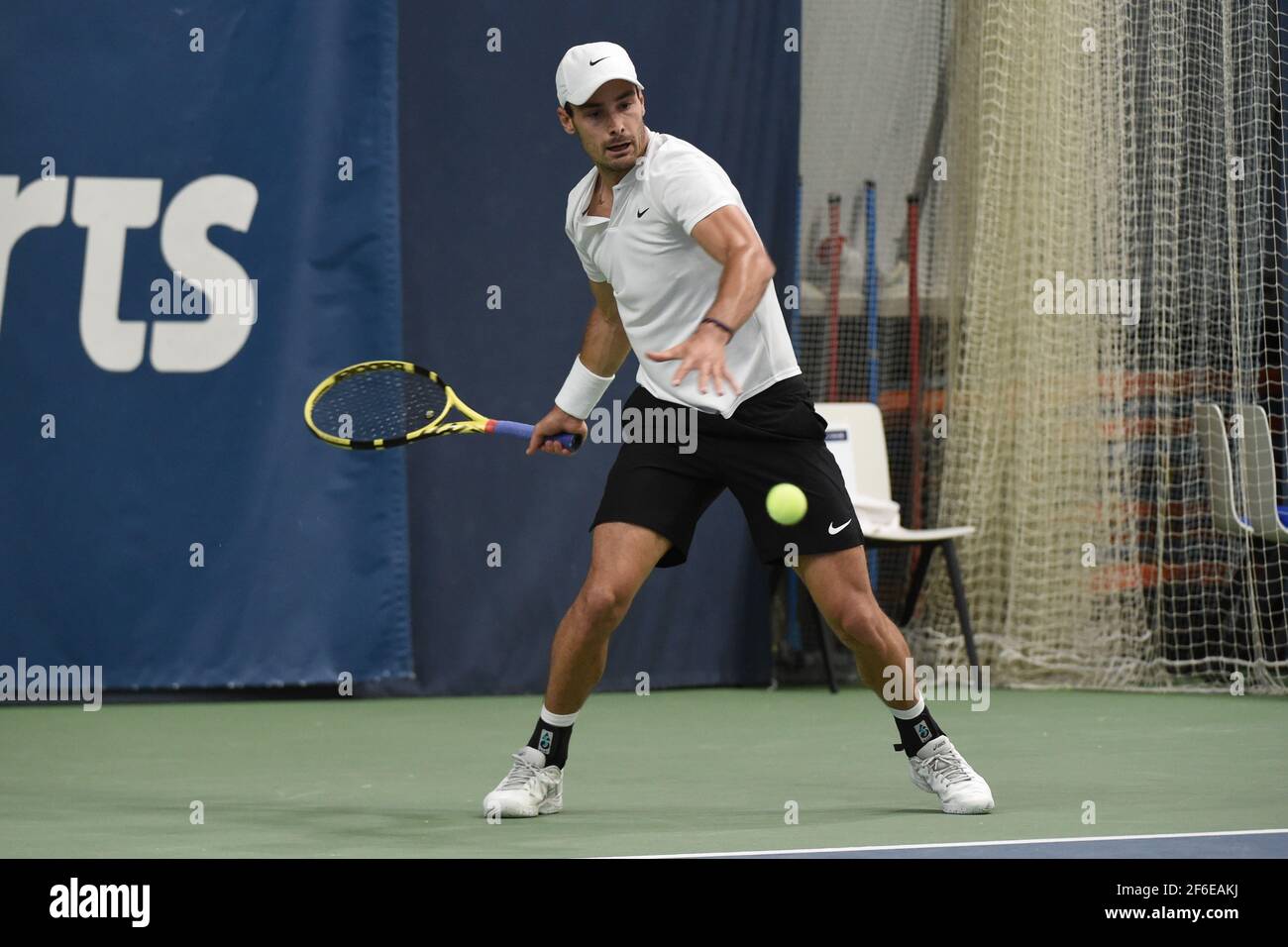 Biel, Schweiz. 31st Mar, 2021. 31.03.2021, Biel, Swiss Tennis Arena, ITF  WORLD TENNIS TOUR M25 BIEL: Antoine Escoffier (Frankreich) - Kilian  Feldbausch (Schweiz), Antoine Escoffier. (Switzerland/Croatia OUT) Credit:  SPP Sport Press Photo. /