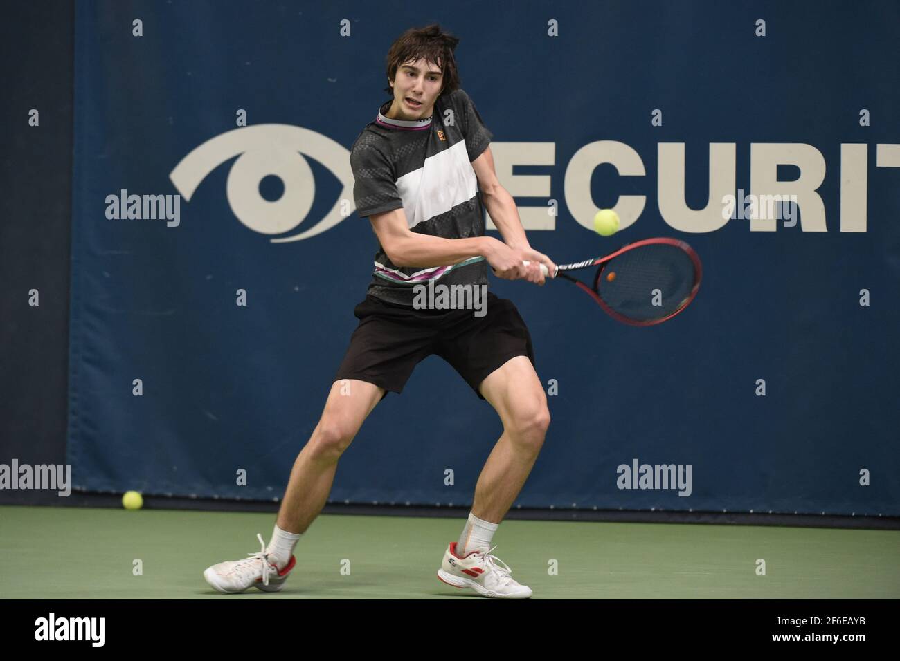 Biel, Schweiz. 31st Mar, 2021. 31.03.2021, Biel, Swiss Tennis Arena, ITF  WORLD TENNIS TOUR M25 BIEL: Antoine Escoffier (Frankreich) - Kilian  Feldbausch (Schweiz), Kilian Feldbausch. (Switzerland/Croatia OUT) Credit:  SPP Sport Press Photo. /