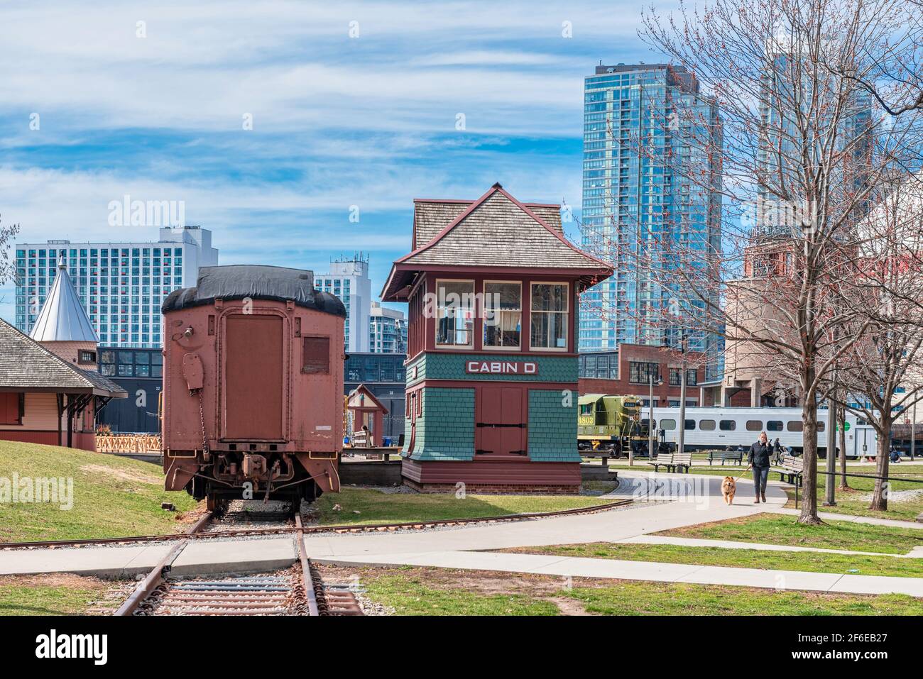 Empty Toronto Railway Museum in the Roundhouse Park in the downtown district due to the Covid-19 pandemic, Toronto, Canada, 2021 Stock Photo